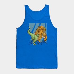 Wooly Mammoth vs T-Rex Illustration // Dinosaur Lover Tank Top